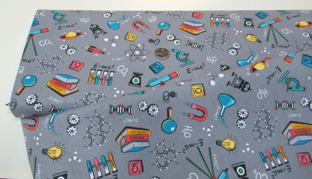 Fabric Traditions quilt-craft fabric SCIENCE ACADEMY gray 10 yds (15742) Bolt!