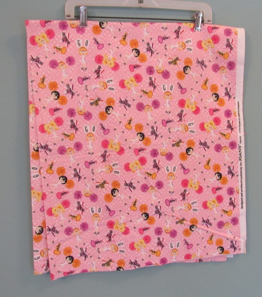 JOANN CHEERLEADER PINK FLANNEL FABRIC 1 1/3 YARDS