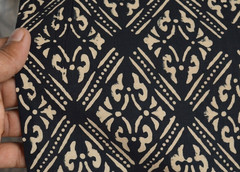 Black & Beige Hand Block 7 Yard 100%Cotton Fabric NO TARRIF CHARGES 100%✅KK17