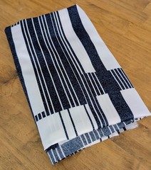Navy Blue White Geometric Charmeuse Blouse Apparel Fabric – 2 Yards x 58″ Wide