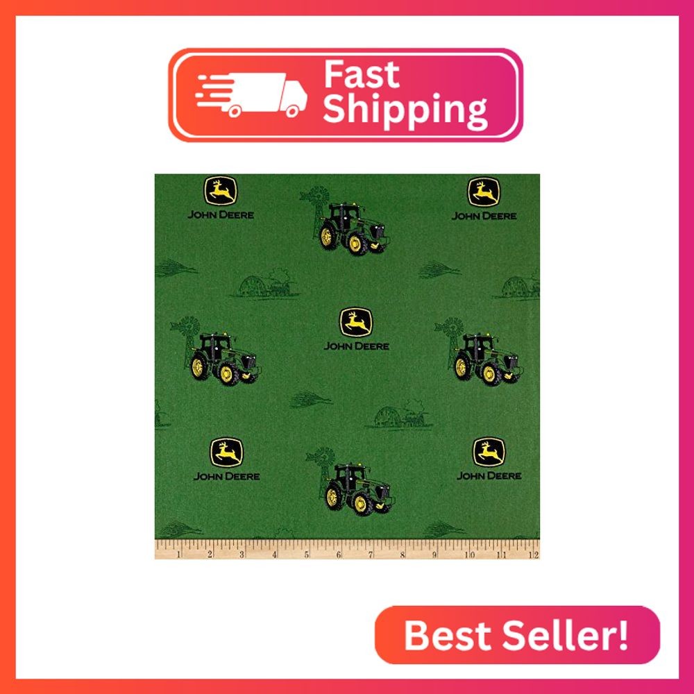 Springs Textiles John Deere Everyday Cotton John Deere Print Green Fabric by The