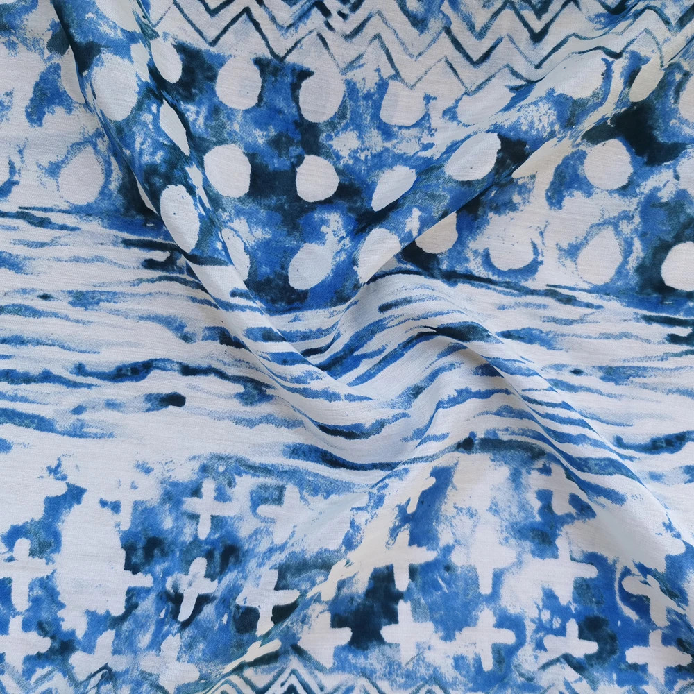 53‘’Wide Mulberry Silk Cotton Fabric Geometric Pattern Natural Dress Fabric Silk