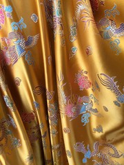 Hope DARK GOLD Dragon Brocade Chinese Satin Fabric by the Yard – 10040