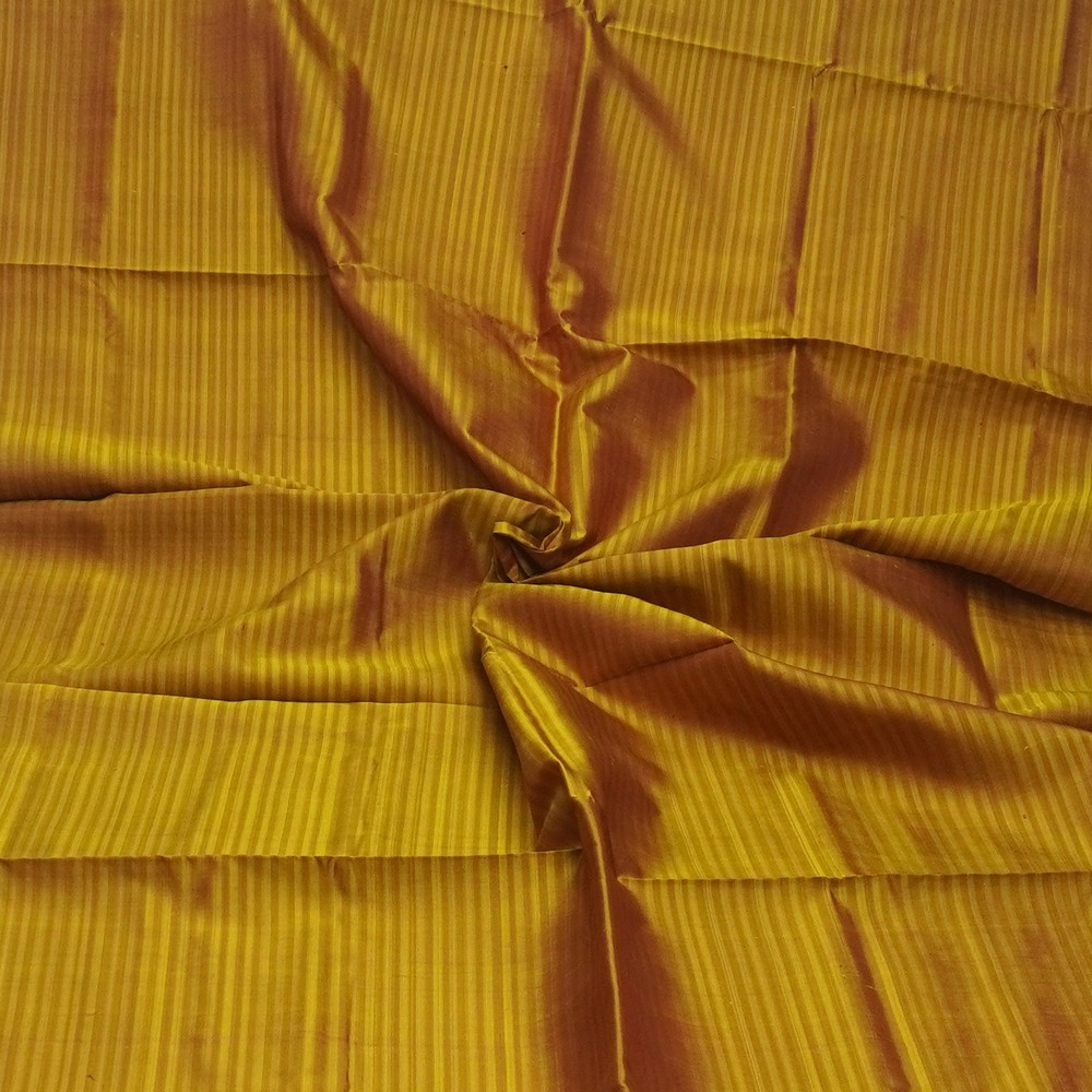 Vintage Yellow Dual Tone 100% Pure Silk Sari Remnant 5YD Craft Fabric Silk Scrap