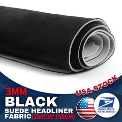New Premium 3MM Black 250cm*150cm Headliner Fabric Foam Backed Upholstery Suede