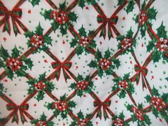 CHRISTMAS HOLLY&BOWS By Spring Mills VTG RARE WHITE MULTI SBTY X 54″ NEW