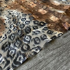 Jo-Anne Fabric Sheer Animal Print Squares Cheetah Zebra Brown Blk 57″W 58″L 1+Yd