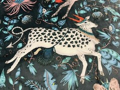 Clarke & Clarke Whimsical Animal Velvet Fabric- Protea Velvet / Navy 1.75 yds
