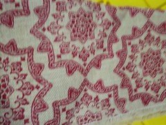 Burlap Fabric Red Medallions Boho Moroccan Stamped 36x50in New Barbiecore