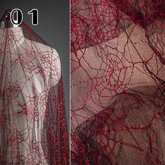 50*150cm Thin Transparent Spider Web Mesh Red Texture Fabric DIY Stage Crafts.