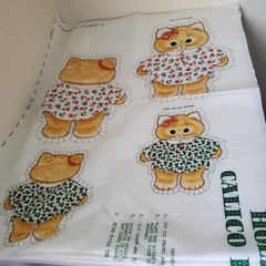 2X Vintage Cranston Print Works Bunny & Springs Mills Holly Day Kittens Fabric