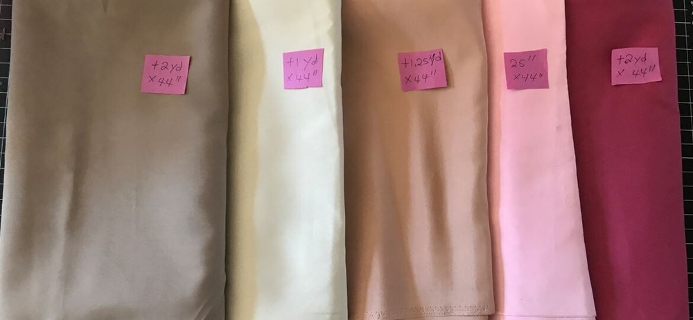 EUC FAUX SILK POLYESTER FABRIC LOT COLOR WAY 5 PIECES PLUS 6.5 YARDS TOTAL