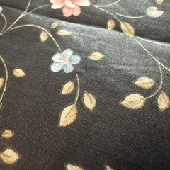 Vintage Glazed Cotton Chintz Black Small Floral 5th Avenue Designs BT Half Y #22