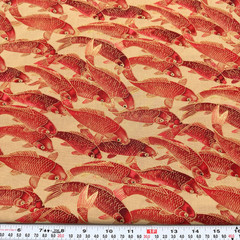 Geisha’s Treasure Metallic Koi Fish for Legacy Studio Cotton Remnant 14″ x 44″