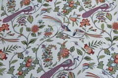 SCHUMACHER CURTAIN FABRIC DESIGN Campagne PERSIMMON & PINK 6.4 METRE LINEN BLEND