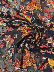 Italian designer Chiffon Velvet Burnout Blue Base coral pink Green mustard