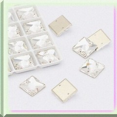 50 Clear Square Rhinestone Beads 12mm