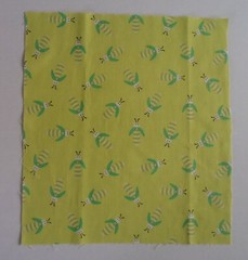 Fabric Cotton Panel Square 11 1/2″ x 10 1/2″ Green Beetles Bees on Light Green