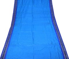 Sushila Vintage Turquoise Woven Sari Remnant Scrap Pure Silk 5YD Craft Fabric