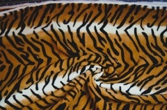 1 Yard Brown Black Tiger Print w/ White Stripe Fleece Fabric 36 X 58″