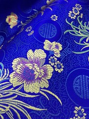 Kate ROYAL BLUE Floral Brocade Chinese Satin Fabric by the Yard – 10037