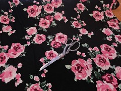 Floral Jersey Knit Print Black Colors Rose By The Yard