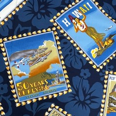 2.7 Yds Hawaiian Tropical Fabric Airline Travel Posters Hoffman Fabrics Cotton