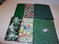 VINT/NEW (6) SHADES OF GREEN FQ’S Cotton/Quilt/Sew/Craft Fabric 18 X 22 LT 2