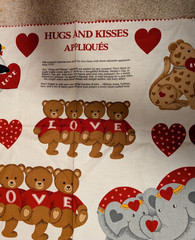 Vtg. CUT AND SEW Bears Elephants Penguins HUGS AND KISSES Appliques Fabric Panel