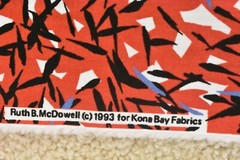 By 1/2 Yd, Vintage, Black Blue White Abstract on Red Cotton, Kona/McDowell,P6172