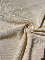 Ecru White Silk Moire Fabric By 2 Meters, Watermark Patterned,