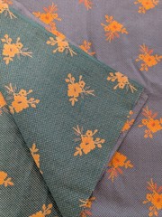 3 Yards Vintage 60s Blue Gold Floral Quilting Fabric 35×108