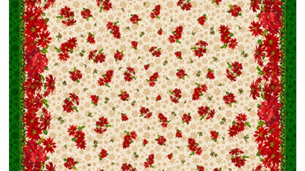 Quilting Treasures – Christmas Poinsettia Double Border 60×36 – Fabric Panel