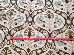 3 YARDS Luxury Upholstery Woven Jacquard Fabric Blue Tan Mediterranean Ogee