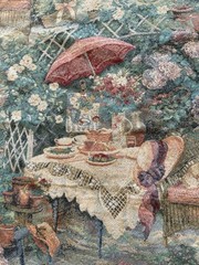 Vintage Romantic Scene French Country Tapestry Woven 26”x 38” Upholstery 2 Piece
