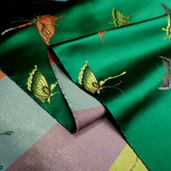 1M Satin Silky Fabric Jasper Cloth Butterfly Pattern Brocade Cheongsam Dress Sew