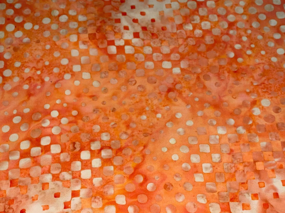 By 1/2 Yd Bali Batiks Cotton Quilt Store Fabric Checks Checker Orange