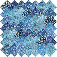 50 PCS 8×8 inch Multicolor Cotton Fabric Bundle Squares for Quilting Blue