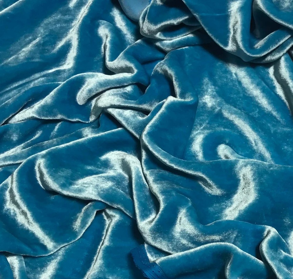 TURQUOISE BLUE Silk Velvet Fabric