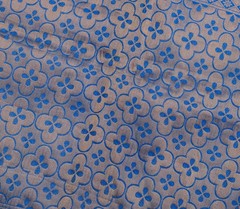 Sushila Vintage Orange & Blue Scrap Saree Art Silk Woven Floral Sari Fabric