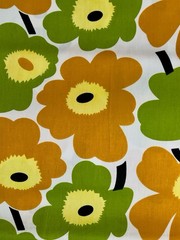 BOLD ORANGE GREEN FLOWER COTTON DECOR FABRIC MARIMEKKO UNNIKO STYLE 64” WIDE BTY