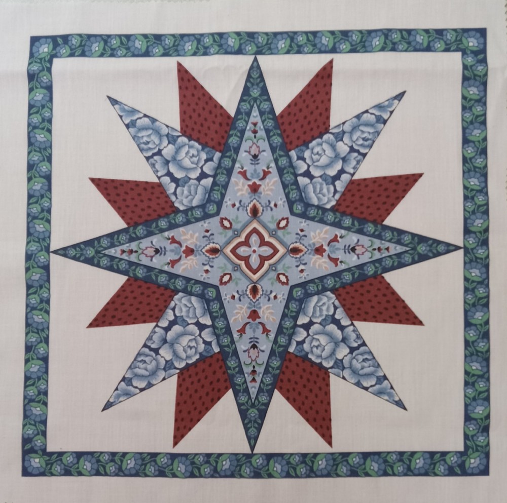 Cuddle Prints by Fabri-Quilt~”Star Quilt Pattern”~Cotton Fabric Panel~ 14″x13.5″