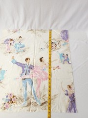 Vtg Mid Century Fabric Ballerina Ballet Pastel MCM Impressionist 50s 60s Remnant