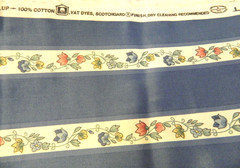 Waverly Cotton Blue Tuxedo Fabric Screen Print 54″x 3.3 Yds Scotch Guard Stripe