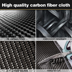 Carbon Fiber Fabric Roll 6.5Ft X 12″ – 3K 2X2 Twill Weave 220G/M² High Strength