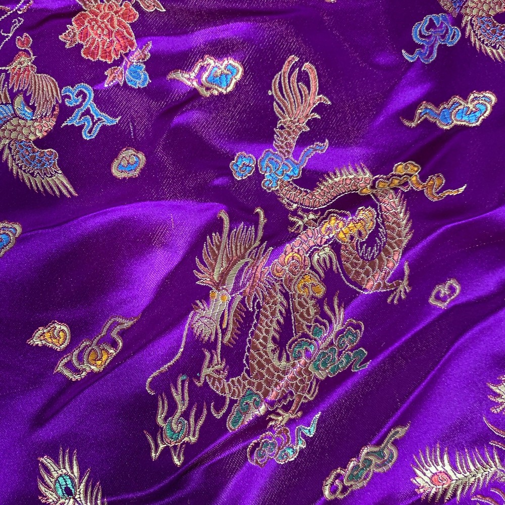 Hope PURPLE Dragon Brocade Chinese Satin Fabric by the Yard – 10040