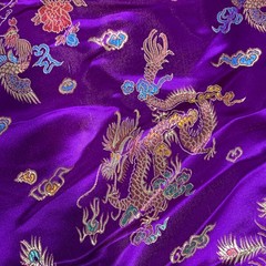 Hope PURPLE Dragon Brocade Chinese Satin Fabric by the Yard – 10040