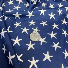 Silver Starfish Navy Blue Print Spandex Stretch Fabric 60″ wide Swimsuit By Yard