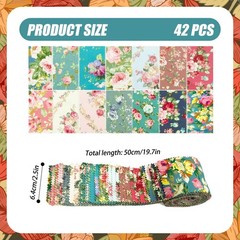 42 PCS Jelly Roll Fabric Strip #123 Floral Precut Bundle 2.56×20 Inch Quilting