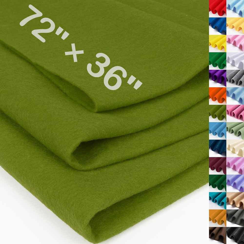 Campsite Green Large Felt Fabric 72″ X 36 “, 1.4 Mm Thick Soft Felt